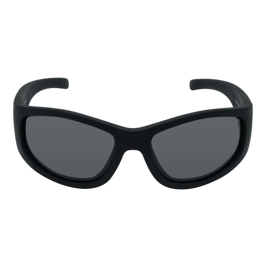 A pair of black polarised wrap sunglasses from Ugly Fish with a flexible frame.