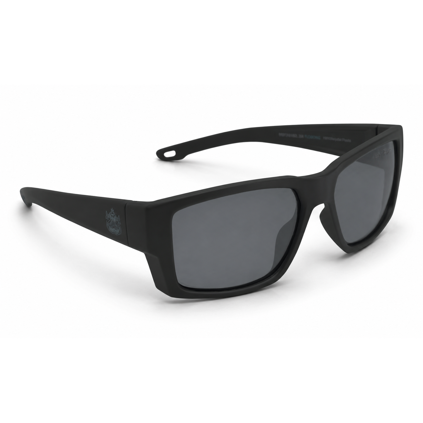 Sunglasses with tortoiseshell frame and dark lenses on a white background