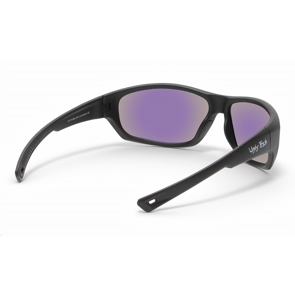 Black R177 Motorcycle sunglasses with green lenses on a white background