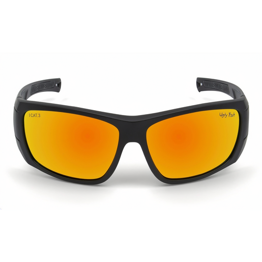 RS3644 Motorcycle Sunglasses with orange lenses and black frame on a white background