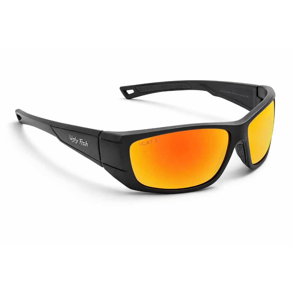 RS3644 Motorcycle Sunglasses with orange lenses and black frame on a white background