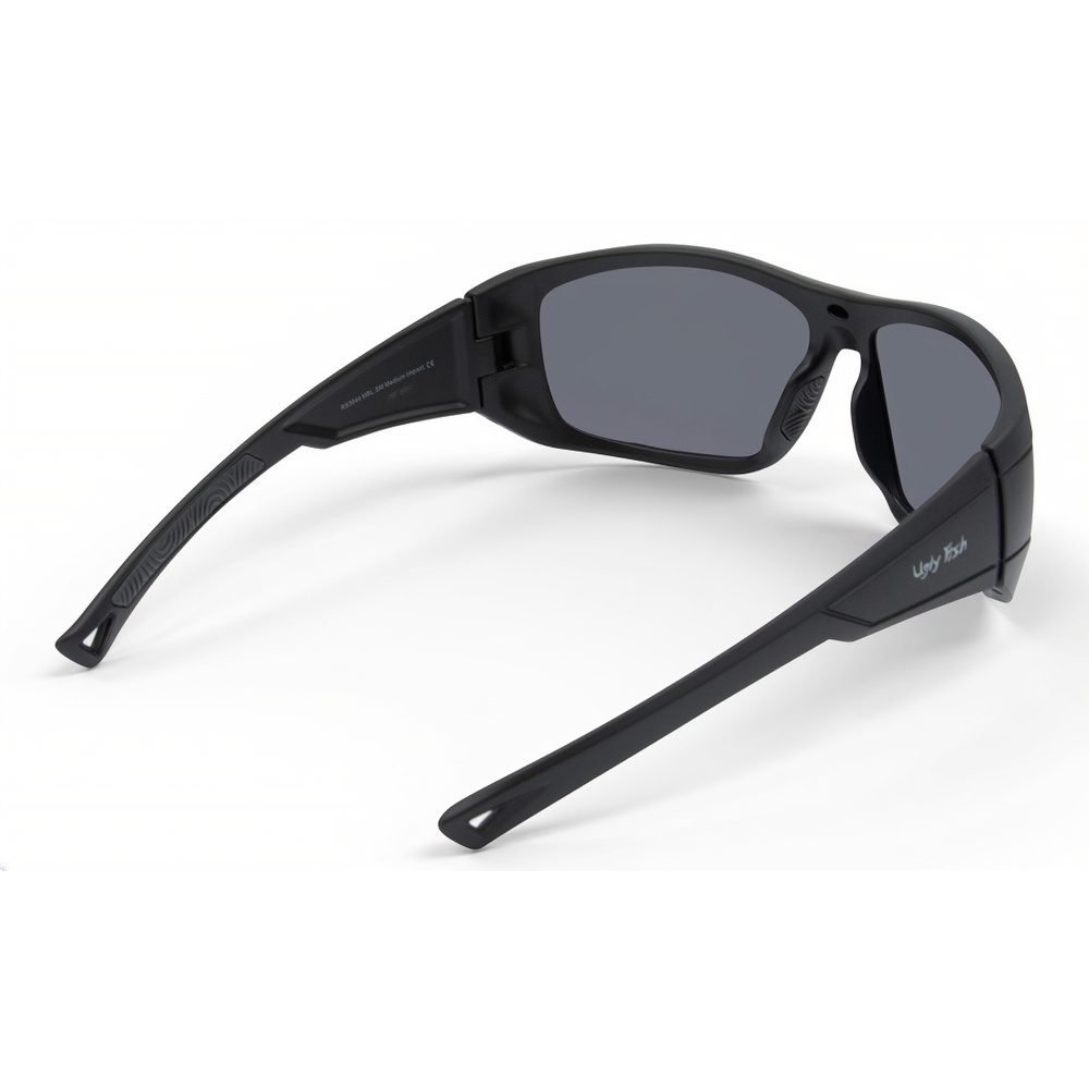 RS3644 Black Motorcycle sunglasses with gray lenses on a white background