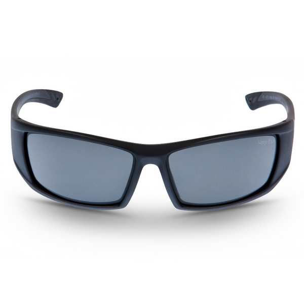 RS4077 Black Motorcycle sunglasses with gray lenses on a white background