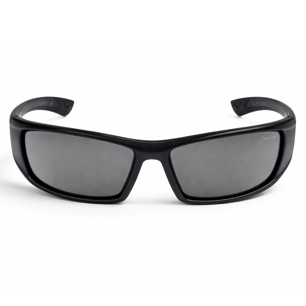 RS4077 Black Motorcycle sunglasses with dark lenses on a white background
