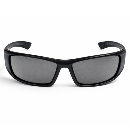 RS4077 Black Motorcycle sunglasses with dark lenses on a white background