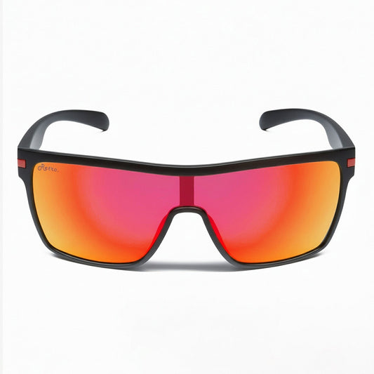 Sage Retro sunglasses with red and orange gradient lenses on a white background