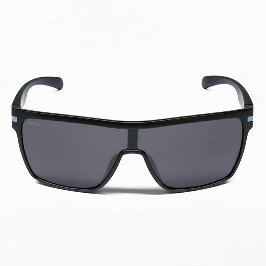Sage Rogue Black shield-style sunglasses with dark lenses on a white background