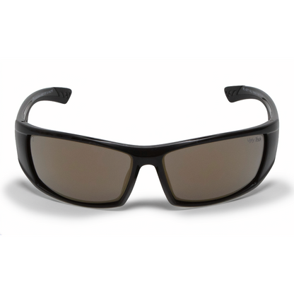 RS4077 Black Motorcycle sunglasses with gray lenses on a white background