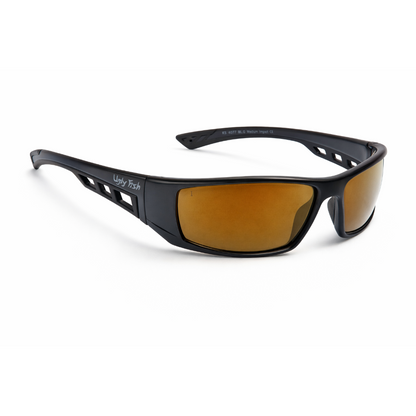 RS4077 Black Motorcycle sunglasses with gray lenses on a white background