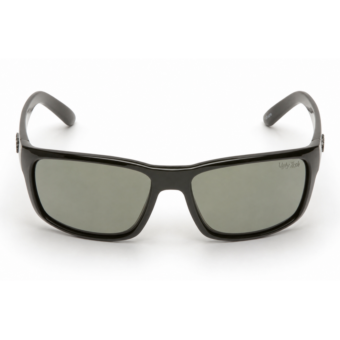 Ugly Fish Xenon premium polarised black sunglasses with dark lenses on a white background
